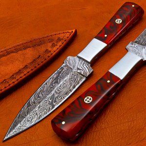 10" Handmade Damascus Hunter Knife Double Edge